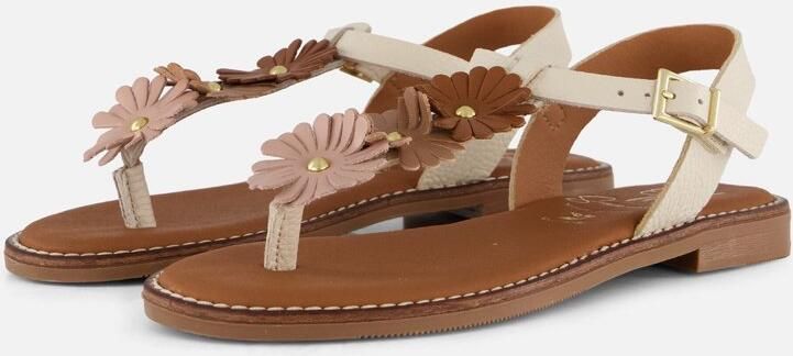 OH MY SANDALS Sandalen Bloemen beige Leer