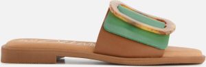 OH MY SANDALS Slippers groen Leer