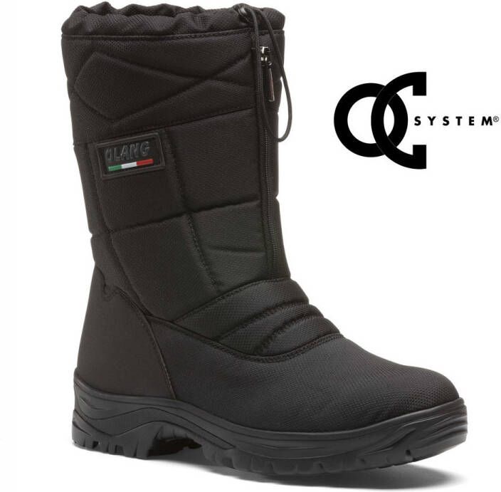 Olang Zwarte Lifestyle Laarzen met Opvouwbare Stijgijzers en Voorrits Black Heren