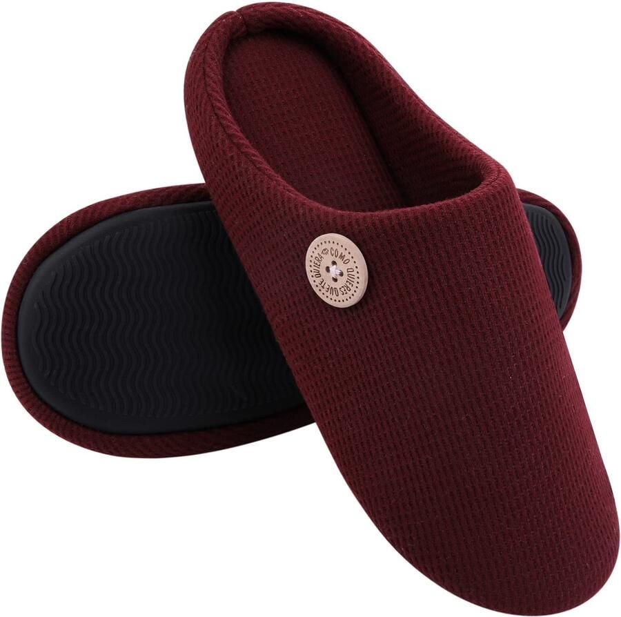OLANLY Dames Pantoffels Open Slippers Zachte Winterpantoffels Anti-slip Bordeauxrood 36-37 Geschikt voor voetlengte van