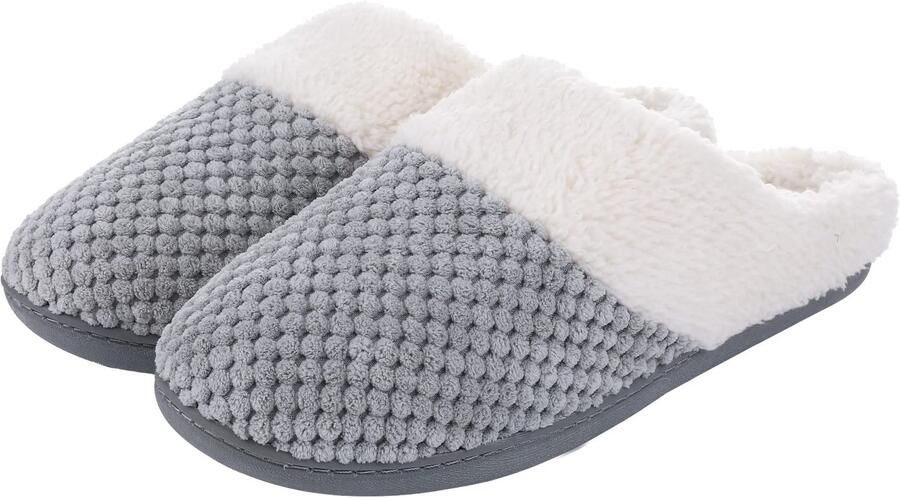 OLANLY Dames Pantoffels Open Sloffen Zachte Winterpantoffels Anti-slip Grijs 3839 Geschikt voor een voetlengte van