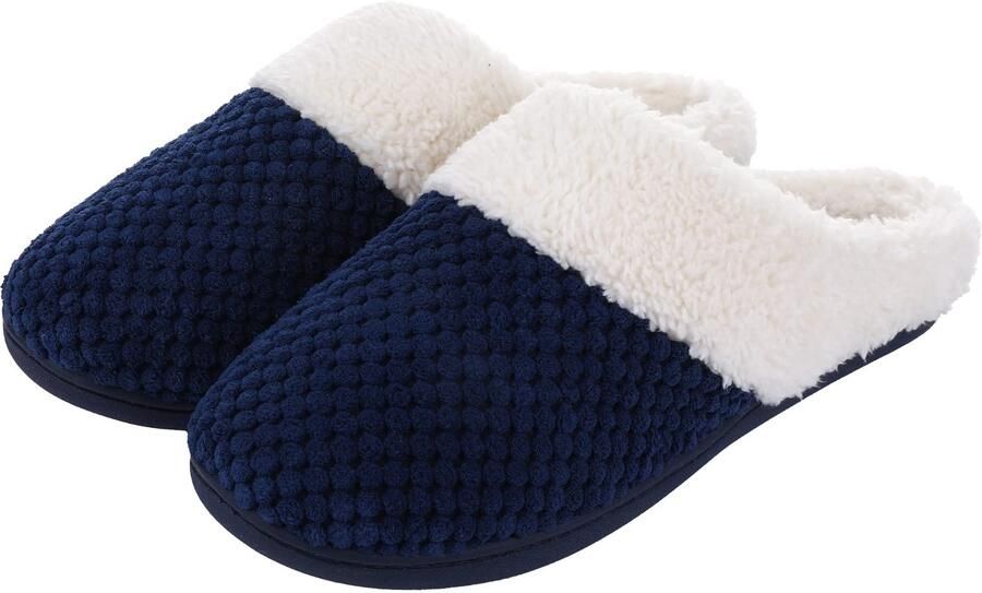 OLANLY Dames Pantoffels Open Sloffen Zachte Winterpantoffels Anti-slip Marineblauw 4041 Geschikt voor een voetlengte van