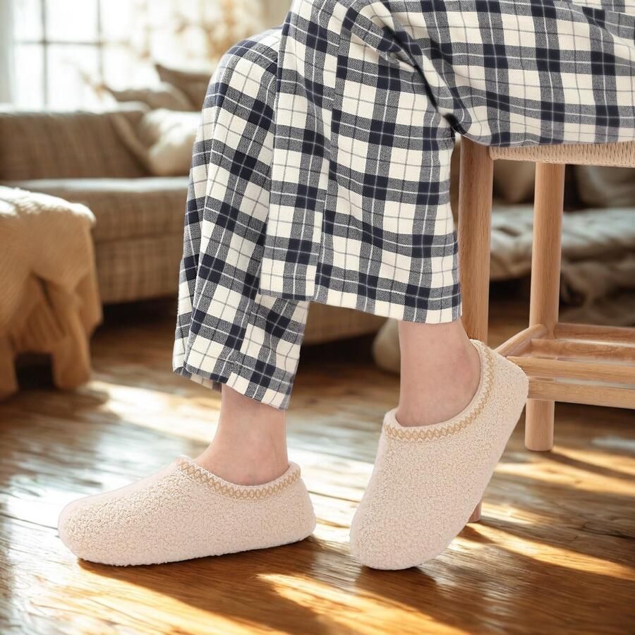 OLANLY Dames Pantoffels Slippers Warme pantoffels Comfeet Anti-slip -Beige 40 Geschikt voor een voetlengte van