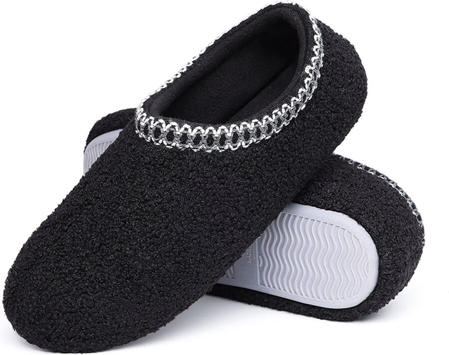 OLANLY Dames Pantoffels Slippers Warme pantoffels Comfeet Anti-slip -Zwart 42 Geschikt voor een voetlengte van