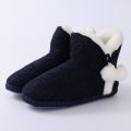 OLANLY Dames pluche slippers Hoge dames slippers Winter warme slippers Gebreid Donkerblauw 39 Geschikt voor voetlengte van - Donkerblauw