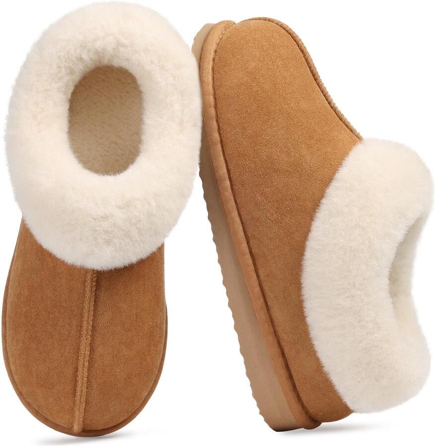 Homaxy Dames pluche Slippers Memory foam warme schoenen Warme pantoffels kaki 44-45 Voor een voetlengte van