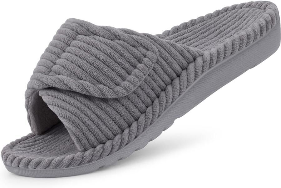 OLANLY Dames slippers Corduroy slippers Orthopedische slippers Open teenslippers grijs 42 Geschikt voor een voetlengte van