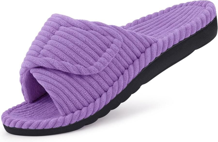 OLANLY Dames slippers Corduroy slippers Orthopedische slippers Open teenslippers Paars 37 Geschikt voor een voetlengte van
