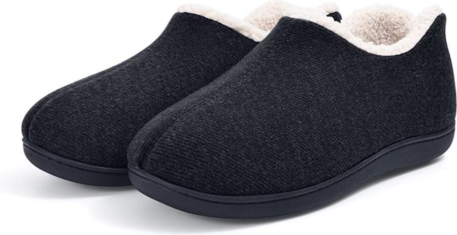 OLANLY Dames slippers nep-schapenvacht slippers warme slippers comfortabele katoenen slippers zwart 42 Geschikt voor voetlengte van