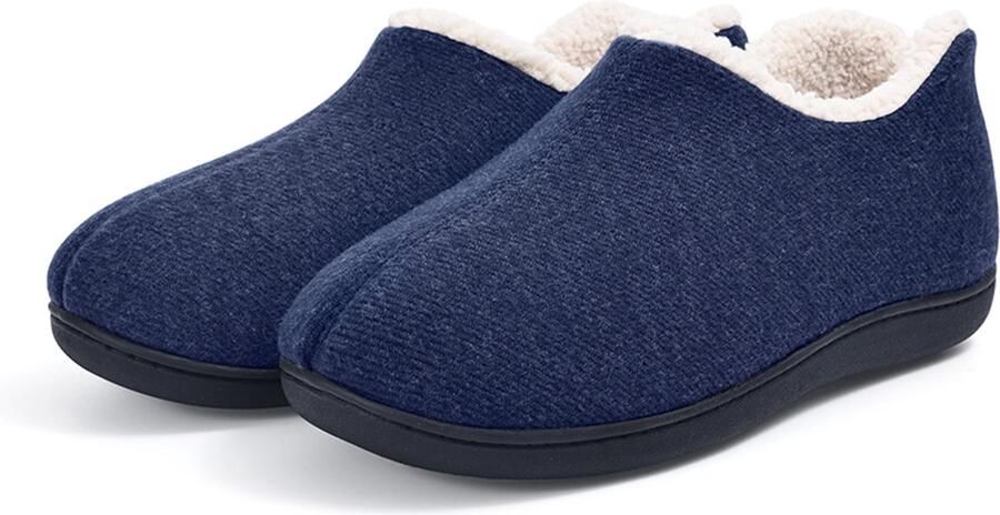 OLANLY Dames slippers nep-schapenvacht slippers warme slippers comfortabele katoenen slippers blauw 37 Geschikt voor voetlengte van