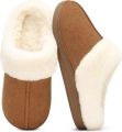 OLANLY Dames slippers Pantoffels met pluche voering Suède warme slippers kaki 44 45 Geschikt voor een voetlengte van - Kaki