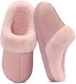 OLANLY Dames slippers Pantoffels met pluche voering Suède warme slippers Roze 41 42 Geschikt voor een voetlengte van - Roze