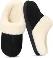 OLANLY Dames slippers Pantoffels met pluche voering Suède warme slippers zwart 36 37 Geschikt voor een voetlengte van - Zwart