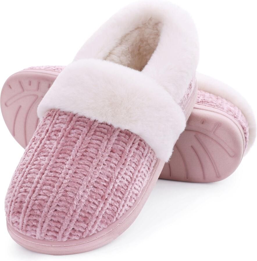 OLANLY Dames slippers Warme slippers Antislip Pantoffels met Gesloten Teen Omgesloten hak slippers Roze 40-41 Geschikt voor voetlengte van