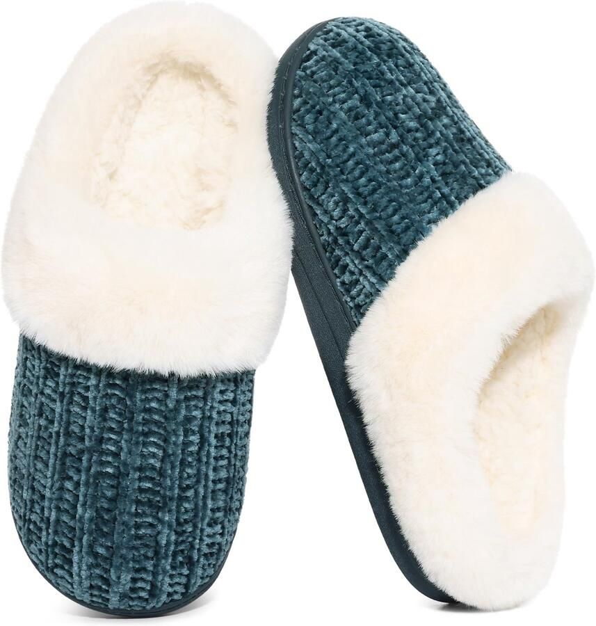 OLANLY Dames slippers Warme slippers Antislip Pantoffels met Gesloten Teen Open hiel slippers groente 42-43 Geschikt voor voetlengte van