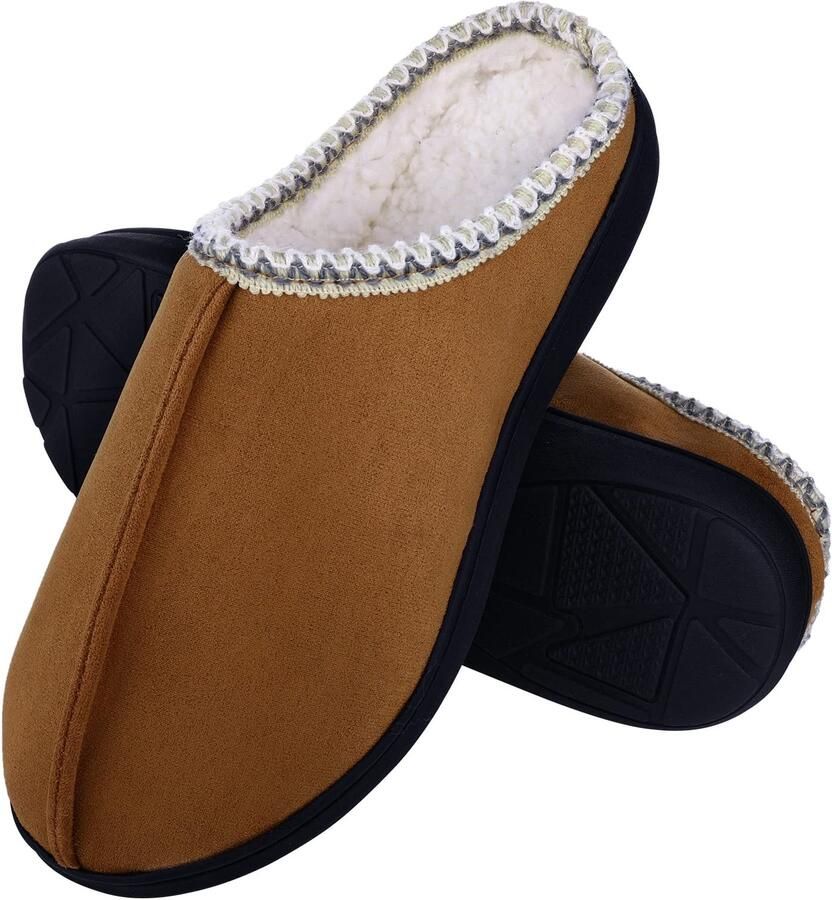 OLANLY Dames slippers Warme slippers met pluche voering Antislip zool Bruin 40-41 Geschikt voor voetlengte van