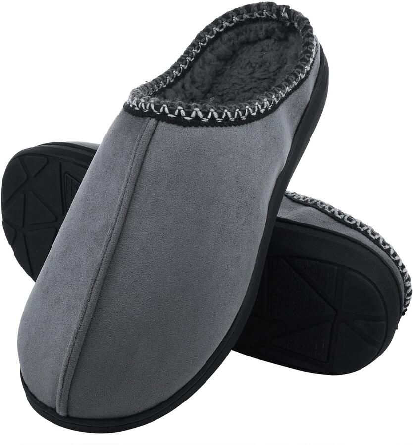OLANLY Dames slippers Warme slippers met pluche voering Antislip zool Grijs 40-41 Geschikt voor voetlengte van