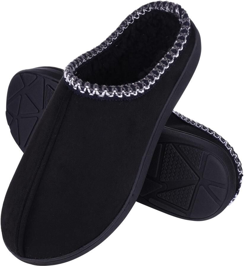OLANLY Dames slippers Warme slippers met pluche voering Antislip zool Zwart 44-45 Geschikt voor voetlengte van