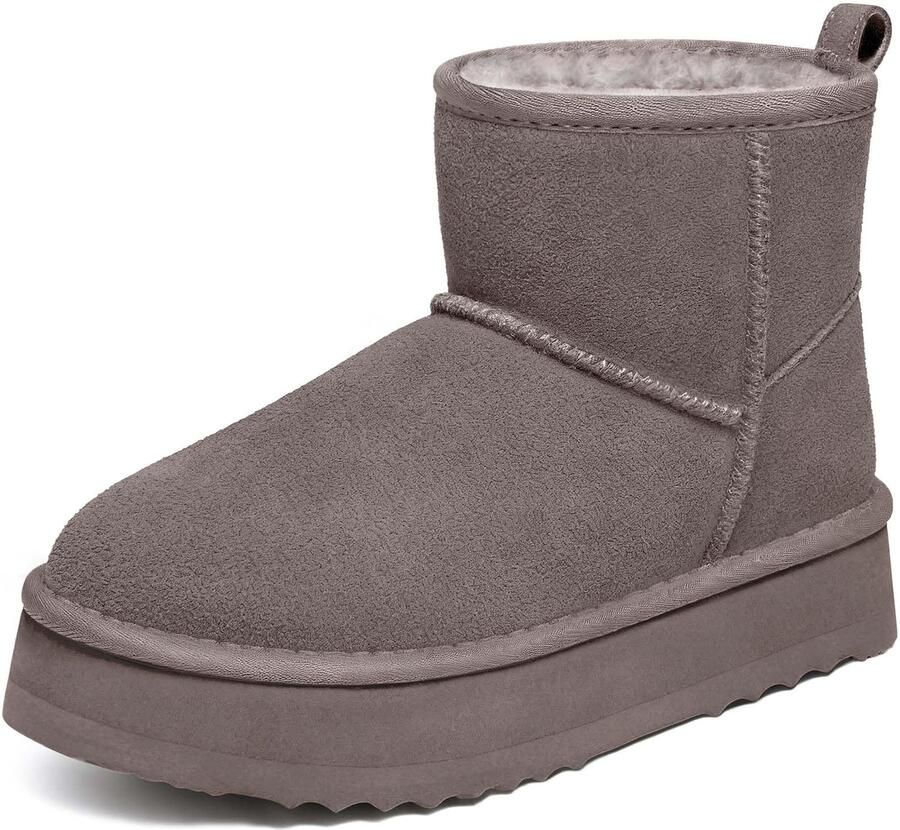 Homaxy Dames Snowboots suède Boots Warme winterschoenen dames Antislip dikke zool Verdikte voering van imitatiewol Donkergrijs 38 Geschikt voor voetlengte van