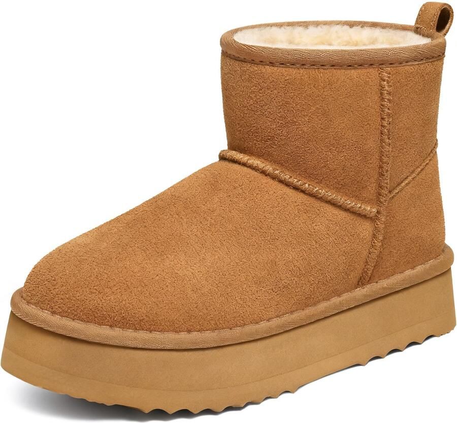 Homaxy Dames Snowboots suède Boots Warme winterschoenen dames Antislip dikke zool Verdikte voering van imitatiewol Kastanjebruin 41 Geschikt voor voetlengte van