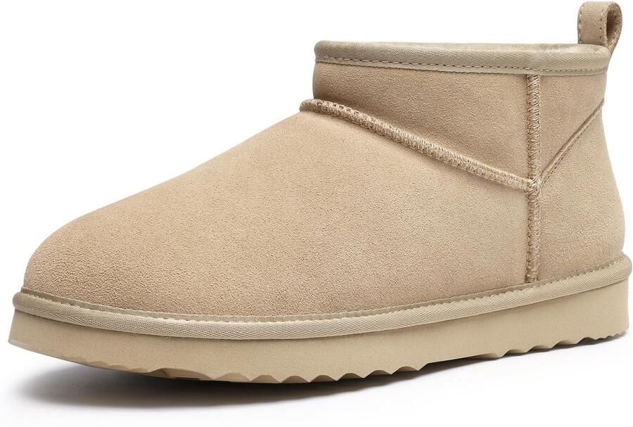 Homaxy Dames Snowboots suède Boots Warme winterschoenen dames Antislip Dunne zool Verdikte voering van imitatiewol Bananenbruin 39 Geschikt voor voetlengte van