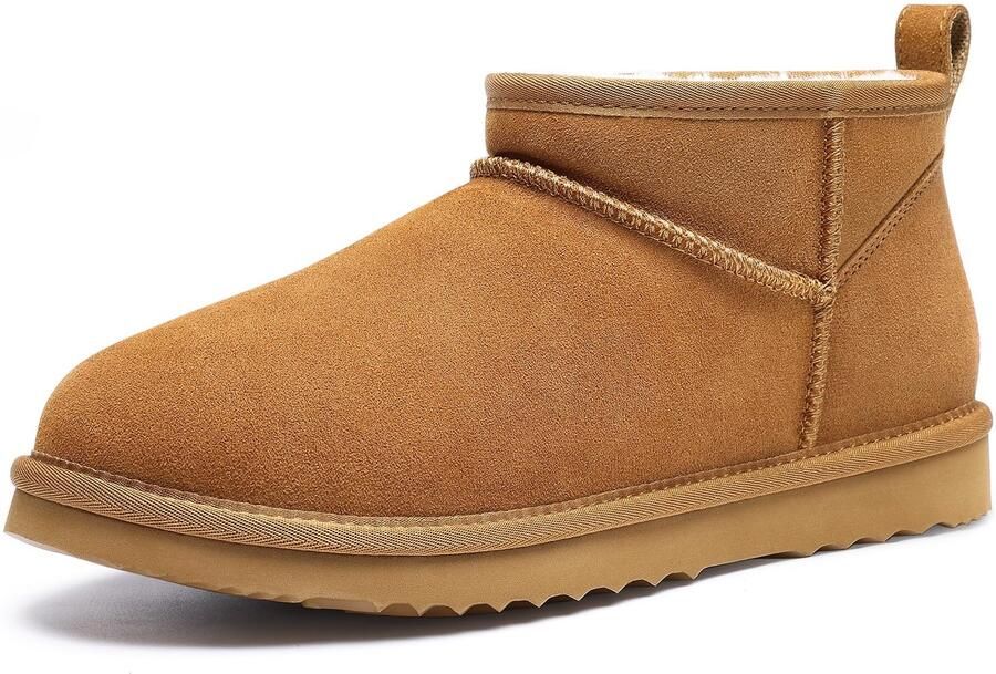 Homaxy Dames Snowboots suède Boots Warme winterschoenen dames Antislip Dunne zool Verdikte voering van imitatiewol Kastanjebruin 39 Geschikt voor voetlengte van