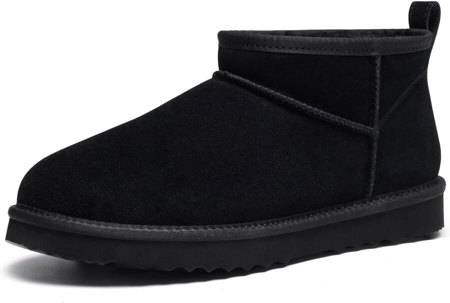 Homaxy Dames Snowboots suède Boots Warme winterschoenen dames Antislip Dunne zool Verdikte voering van imitatiewol Zwart 37 Geschikt voor voetlengte van