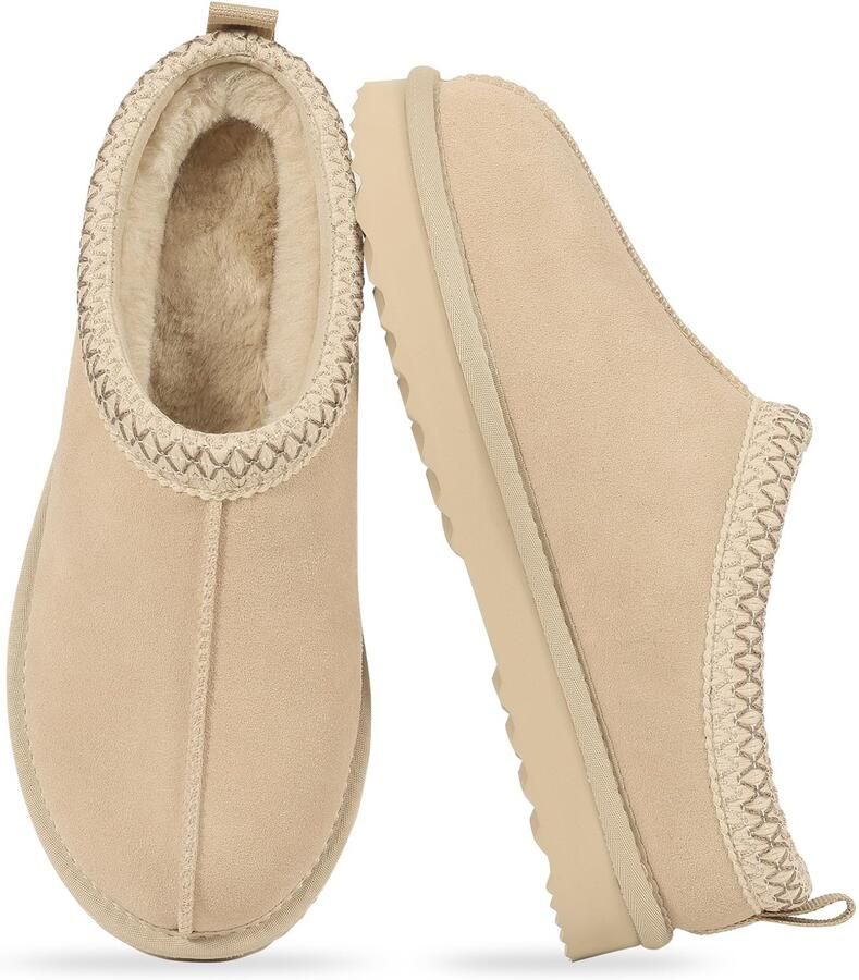 OLANLY Dames Snowboots suède Boots Warme winterschoenen dames Antislip Dunne zool Verdikte voering van imitatiewol Bananenbruin 40 Geschikt voor voetlengte van