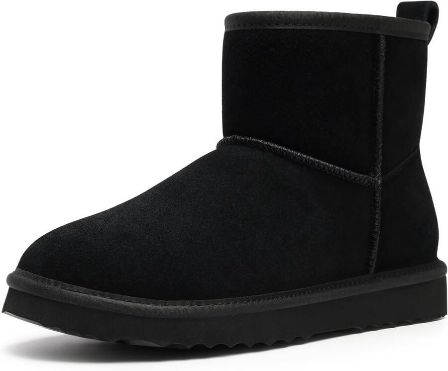 Homaxy Dames Snowboots suède Boots Warme winterschoenen dames Antislip Dunne zool Verdikte voering van imitatiewol Zwart 39 Geschikt voor voetlengte van
