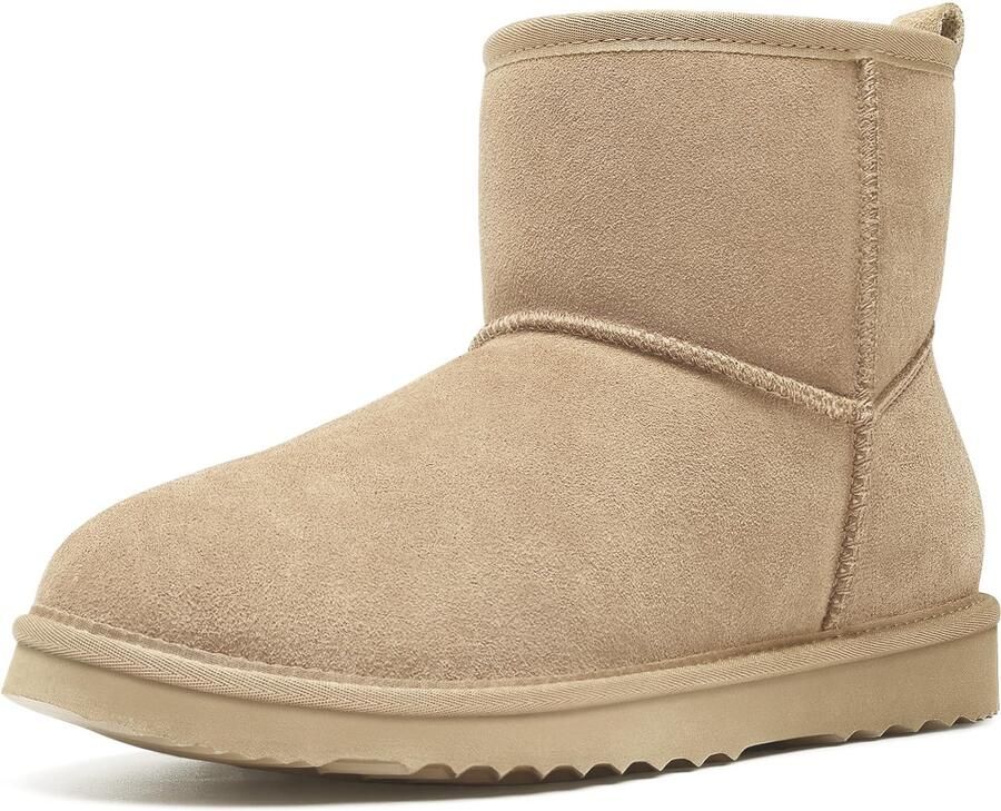 Homaxy Dames Snowboots suède Boots Warme winterschoenen dames Antislip Dunne zool Verdikte voering van imitatiewol Bananenbruin 42 Geschikt voor voetlengte van