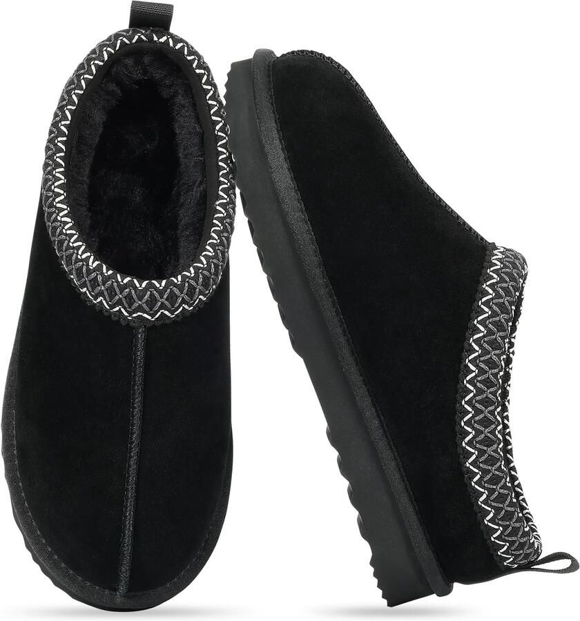 OLANLY Dames Snowboots suède Boots Warme winterschoenen dames Antislip Dunne zool Verdikte voering van imitatiewol Zwart 42 Geschikt voor voetlengte van