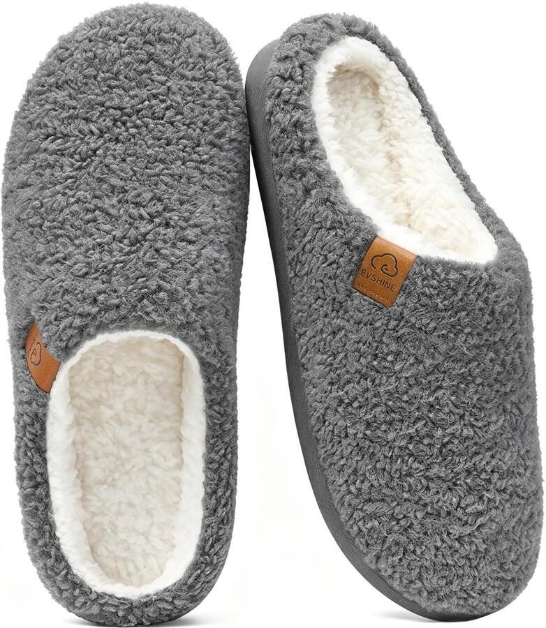 OLANLY Damesslippers Curly Fleece slippers Fuzzy warme slippers Memory Foam zool grijs 35 Geschikt voor een voetlengte van
