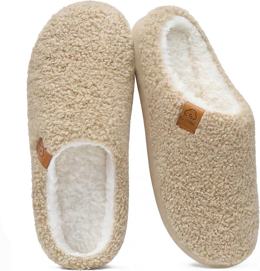 OLANLY Damesslippers Curly Fleece slippers Fuzzy warme slippers Memory Foam zool kaki 35 Geschikt voor een voetlengte van