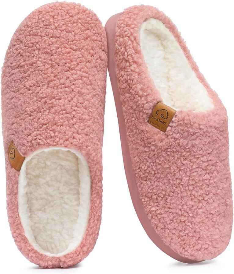 OLANLY Damesslippers Curly Fleece slippers Fuzzy warme slippers Memory Foam zool Roze 40 Geschikt voor een voetlengte van