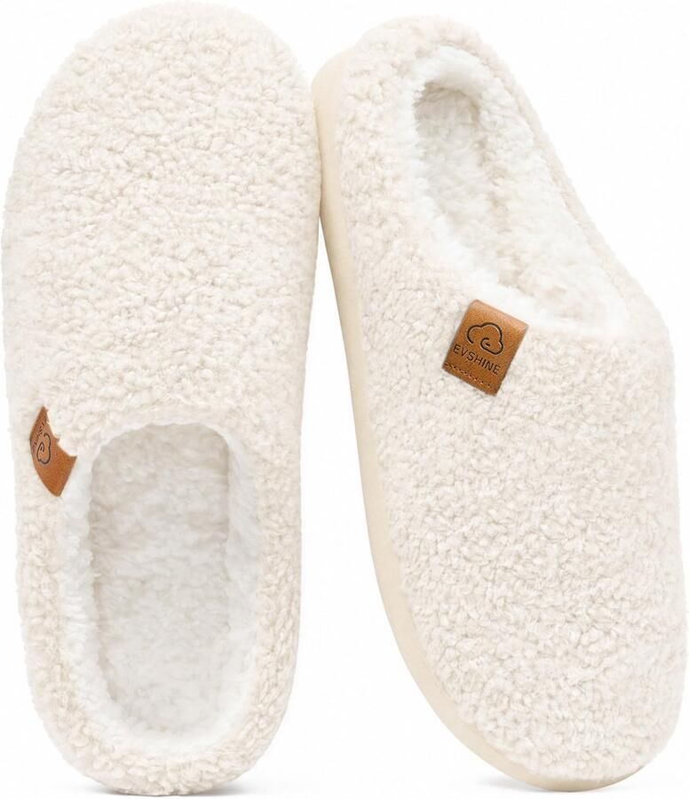 OLANLY Damesslippers Curly Fleece slippers Fuzzy warme slippers Memory Foam zool wit 35 Geschikt voor een voetlengte van