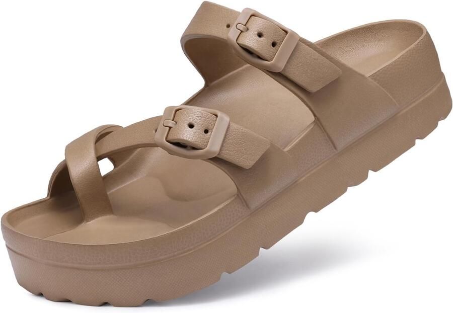 OLANLY Dames Sandalen Dames Slippers Ergonomische Slipper Orthopedische Slipper Bruin - Foto 2