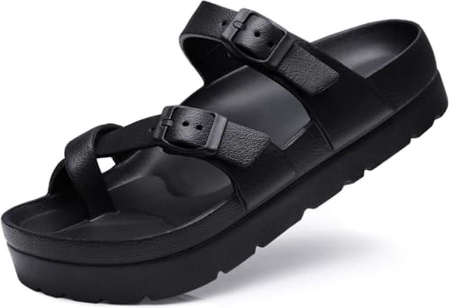 OLANLY Dames Sandalen Dames Slippers Ergonomische Slipper Orthopedische Slipper Zwart