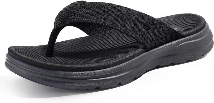 OLANLY Ergonomische teenslippers Dames Slippers- Zwart
