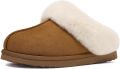 OLANLY Pantoffels Dames Suède Zachte Winterpantoffels Fluffy Open Sloffen met Pluche Voering Khaki 40-41 Geschikt voor een voetlengte van - Khaki