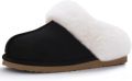 OLANLY Pantoffels Dames Suède Zachte Winterpantoffels Fluffy Open Sloffen met Pluche Voering Zwart 42-43 Geschikt voor een voetlengte van - Zwart
