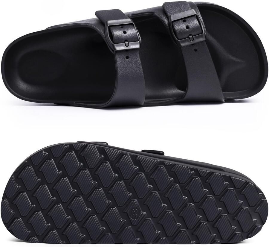 OLANLY Platform Slippers Zwart