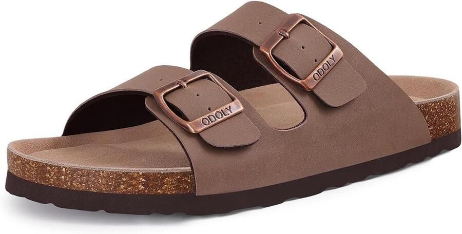 OLANLY Unisex Sandalen PU Dames Slippers-Houten Clogs Damesslippers met kurken voetbed Abrikooskleurig 37 Geschikt voor een voetlengte van