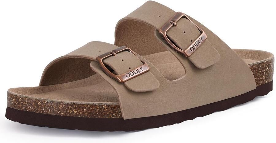 OLANLY Unisex Sandalen PU Dames Slippers-Houten Clogs Damesslippers met kurken voetbed Abrikooskleurig 40 Geschikt voor een voetlengte van