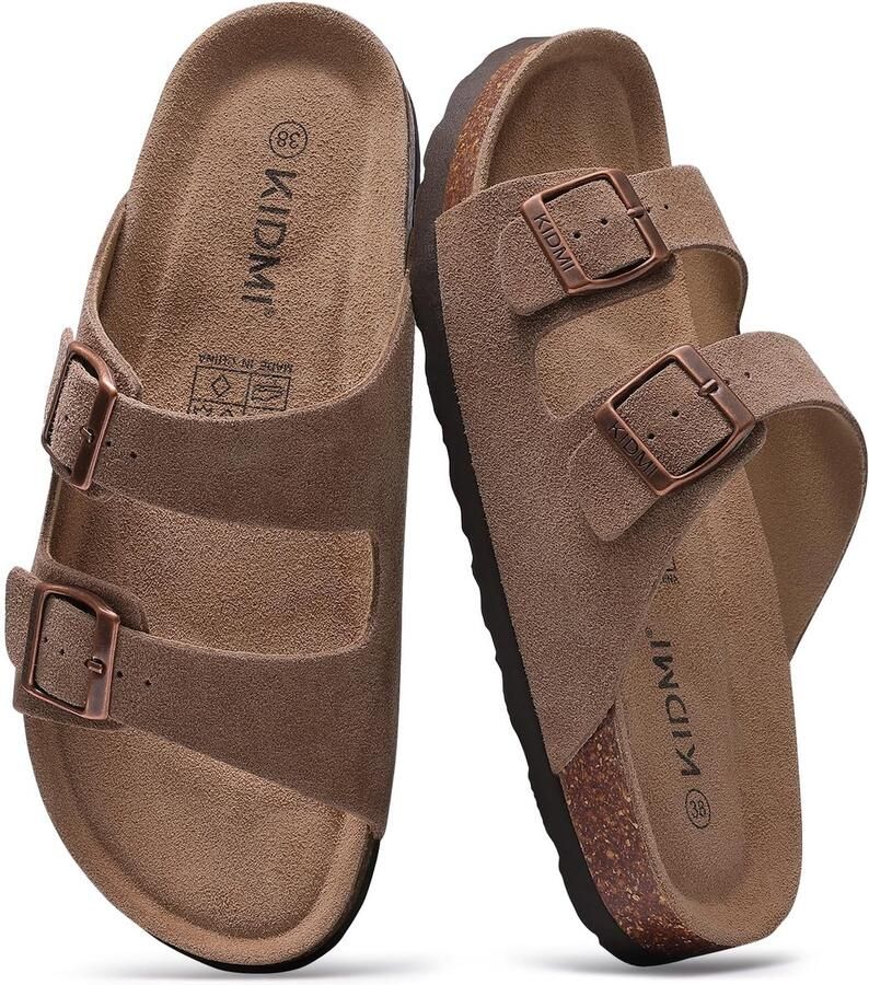 OLANLY uniseks sandalen suède slippers met boogondersteuning houten klompen mokakl Geschikt voor een voetlengte van
