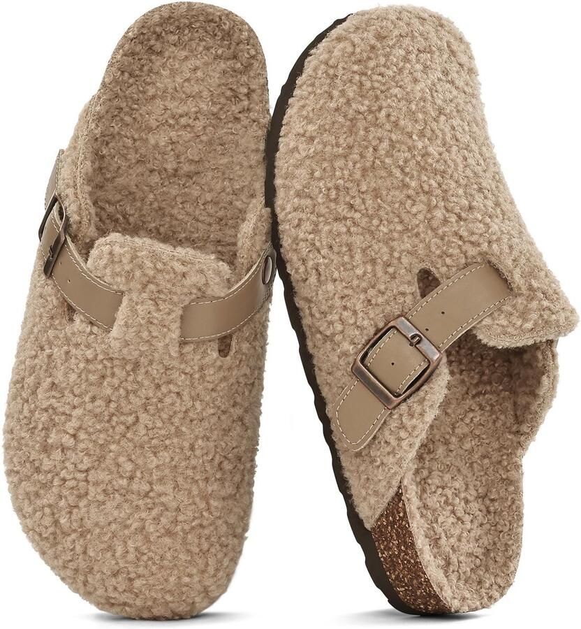 OLANLY Unisex Clogs Warme Dames Winter Pantoffels Comfort Slippers Houten Cogs Khaki 43 Geschikt voor een voetlengte van