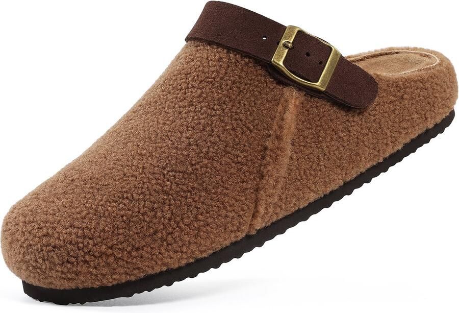 OLANLY Unisex Clogs Warme Dames Winter Pantoffels Comfort Slippers Met hielbandje Bruin 39 Geschikt voor een voetlengte van