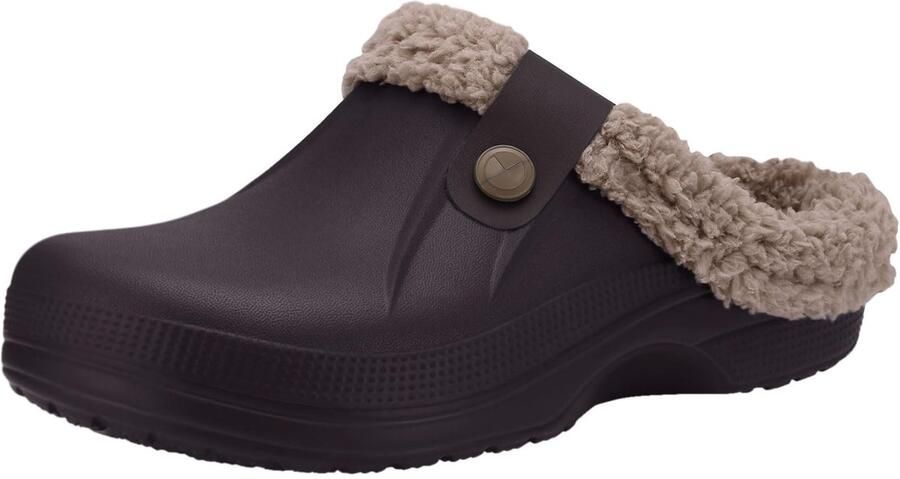 OLANLY Unisex Gevoerde Pantoffels Waterdichte Winterpantoffels Warme Gevoerde Sloffen Anti-slip Donkerbruin 3536 Geschikt voor een voetlengte van