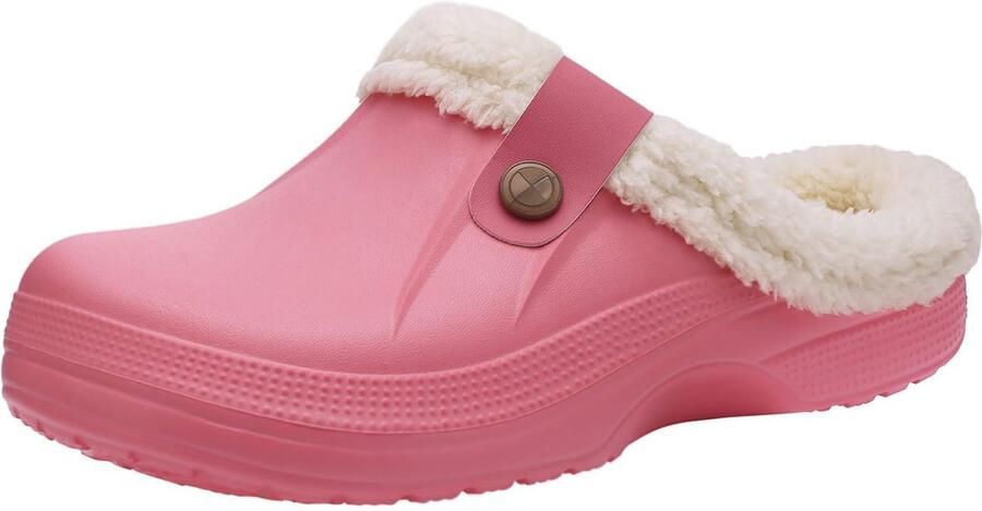 OLANLY Unisex Gevoerde Pantoffels Waterdichte Winterpantoffels Warme Gevoerde Sloffen Anti-slip Roze 3536 Geschikt voor een voetlengte van
