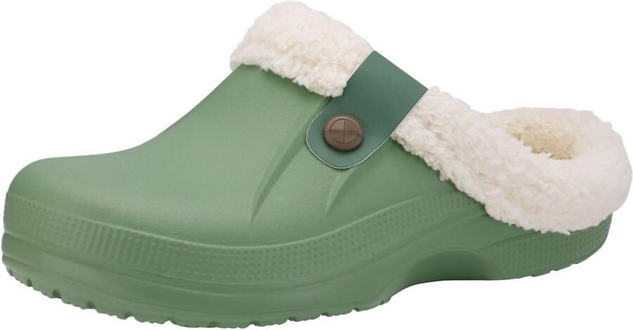 OLANLY Unisex Gevoerde Pantoffels Waterdichte Winterpantoffels Warme Gevoerde Sloffen Anti-slip Appelgroen 3536 Geschikt voor een voetlengte van