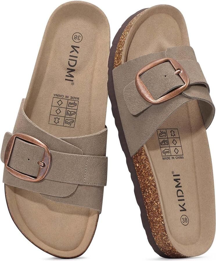 Homaxy Unisex Sandalens Koe suède Dames Slippers Comfort slippers Houten sandalens Mokakl Geschikt voor een voetlengte van